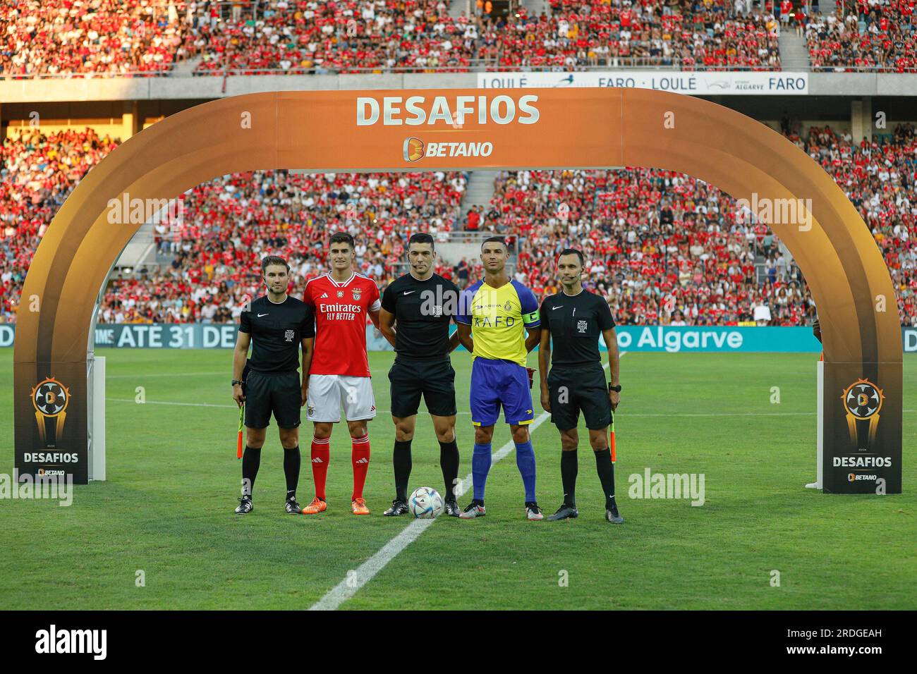 Faro, Portugal. 20th July, 2023. Cristiano Ronaldo of Al Nassr and Antonio Silva of Benfica during the Algarve Cup match, between Al Nassr and Benfica played at Algarve Stadium on July 20 2023 in Faro, Spain. (Photo by Antonio Pozo/Pressinphoto) Credit: PRESSINPHOTO SPORTS AGENCY/Alamy Live News Stock Photo