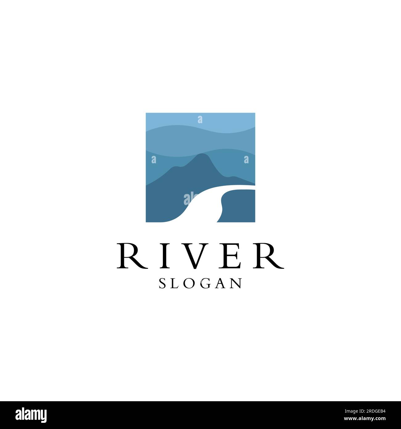 Logos of rivers, creeks, riverbanks and streams. River logo with