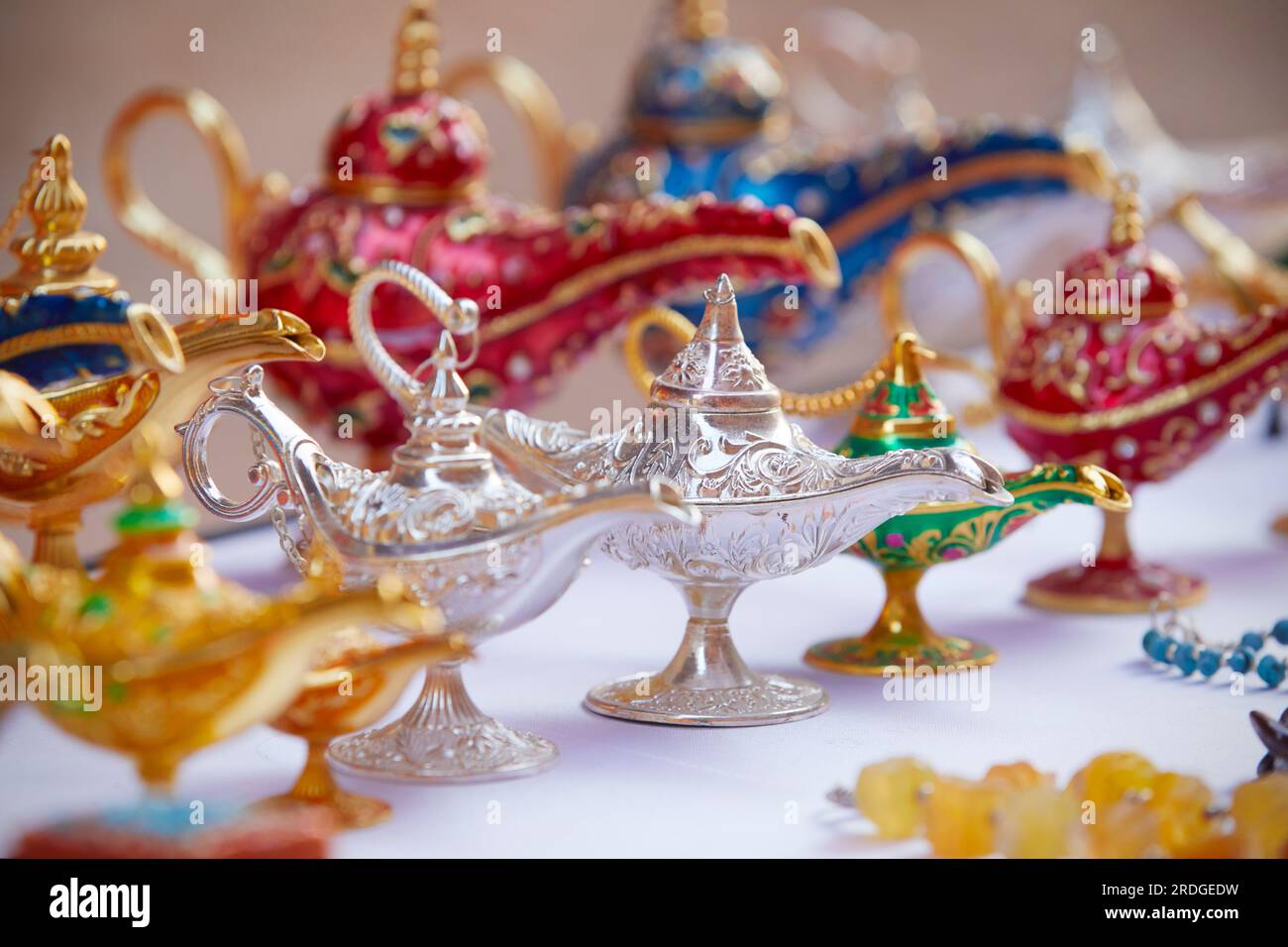Genie lamps on sale Petra, Ma'an Governorate, Jordan Stock Photo