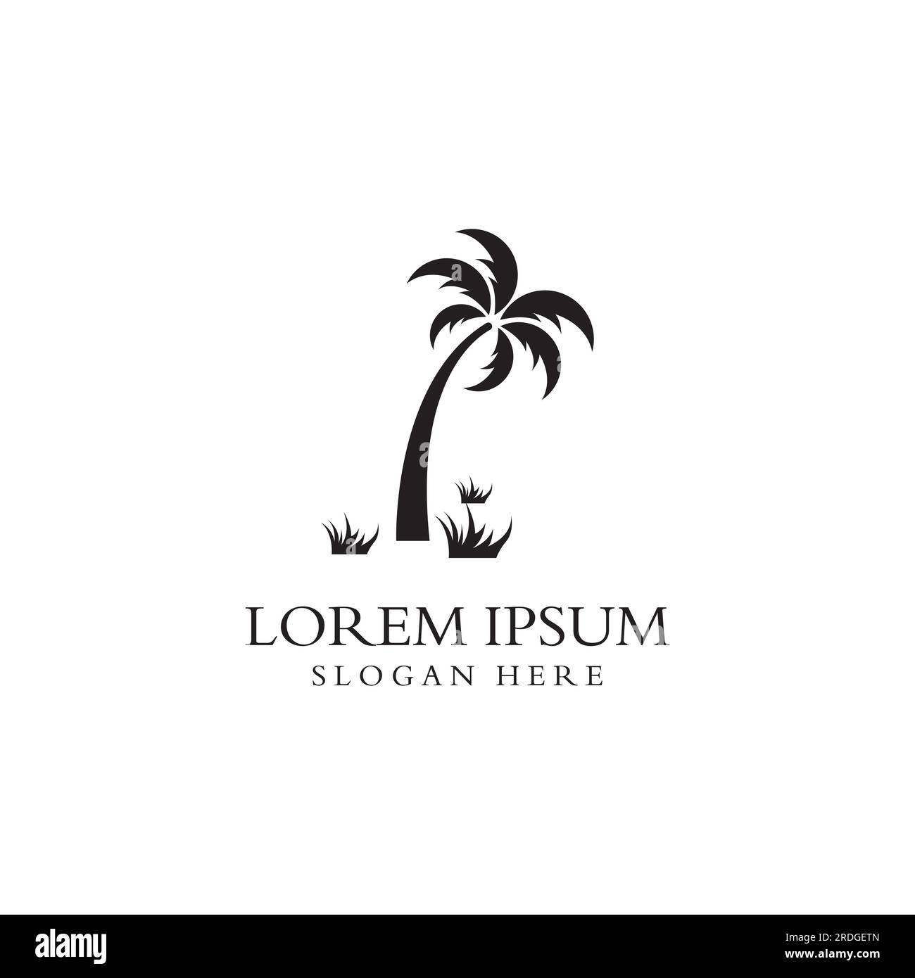 Palm tree logo, palm with waves and sun. Using illustrator editing