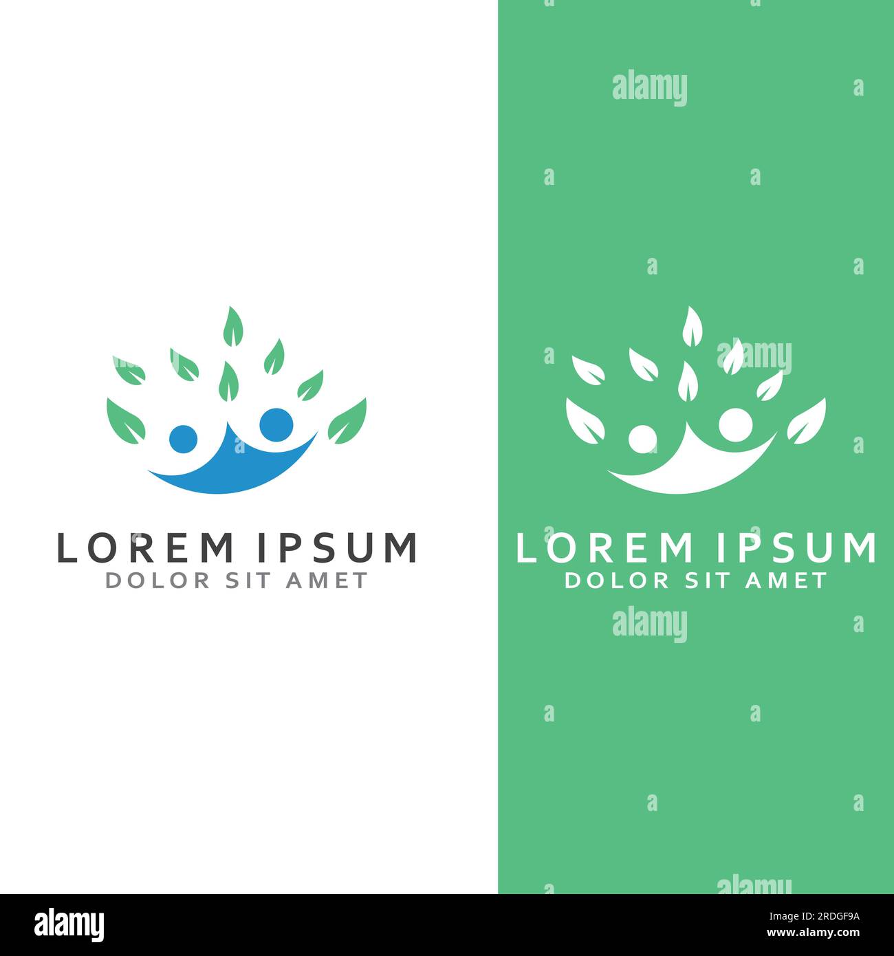 Human nature leaf logo. Leaf and human combination logo with vector concept. Stock Vector