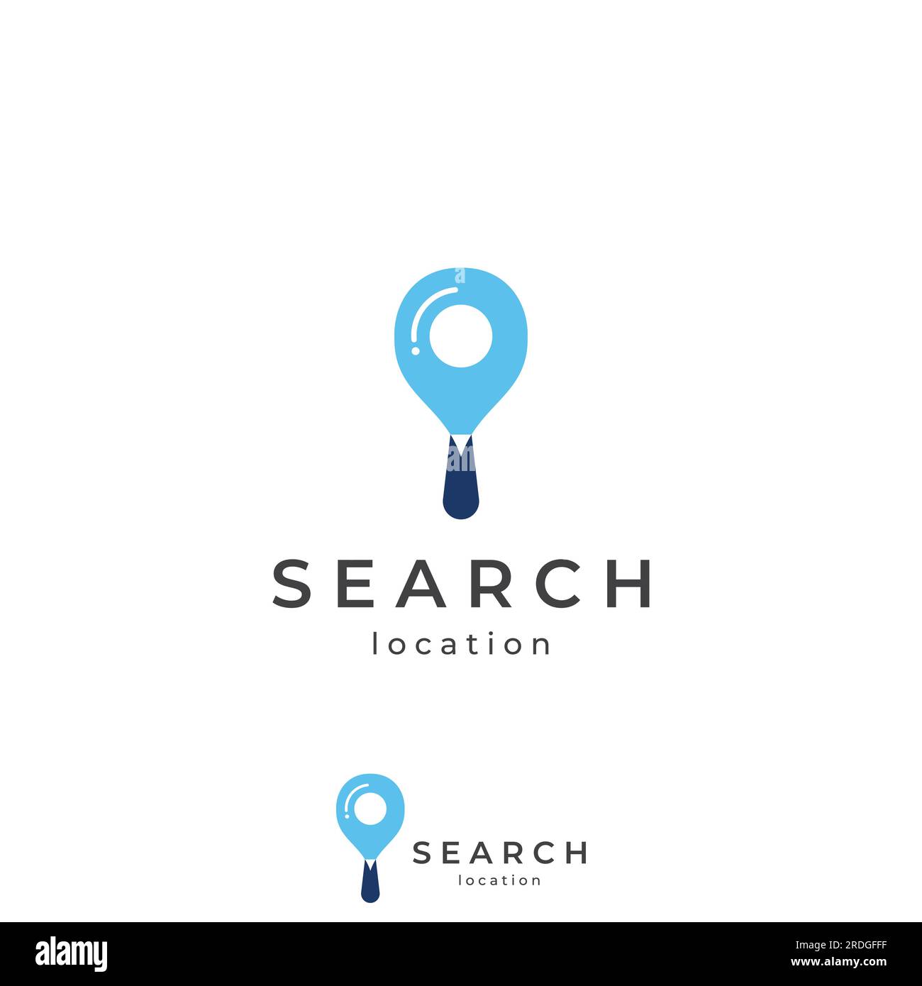 Logo search or find, logo search by combination, lab, moon, location, check, waves, and sun. Logo with simple editing. Stock Vector