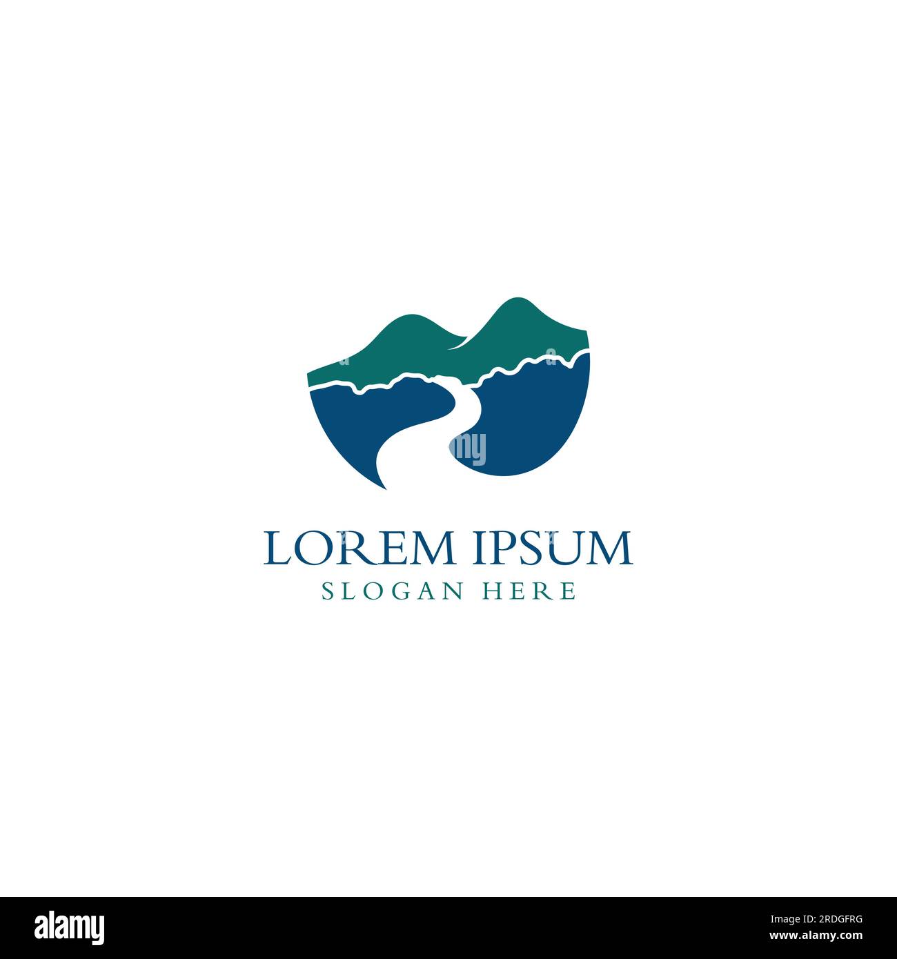 Logos of rivers, creeks, riverbanks and streams. River logo with