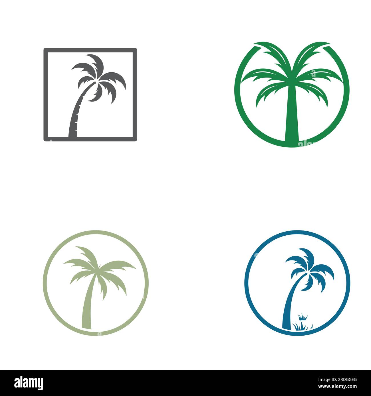 Palm tree logo, palm with waves and sun. Using illustrator editing