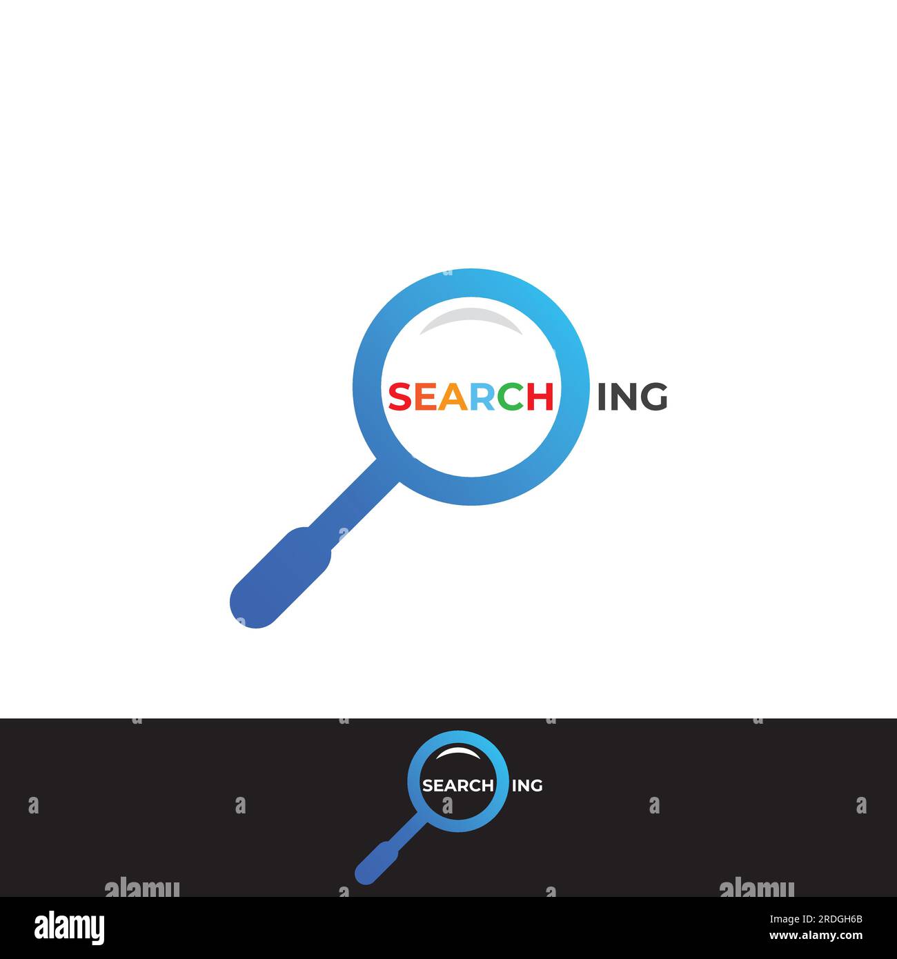 Logo search or find, logo search by combination, lab, moon, location, check, waves, and sun. Logo with simple editing. Stock Vector