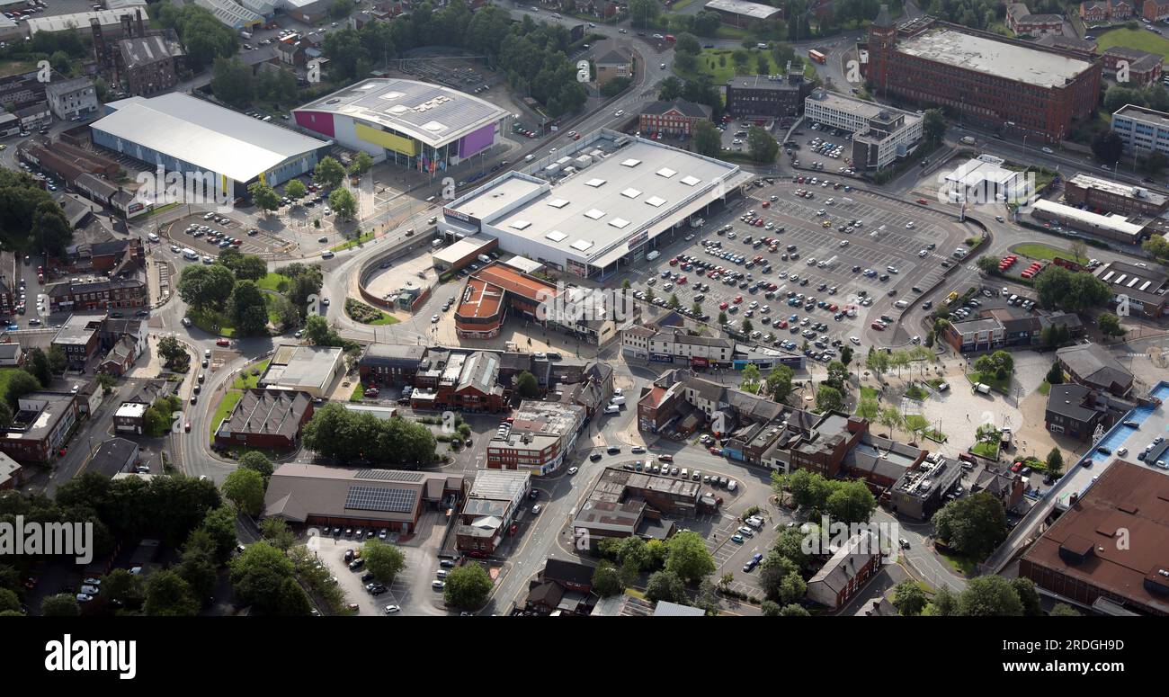 aerial view from the North West of Middleton town centre, Manchester Stock Photo