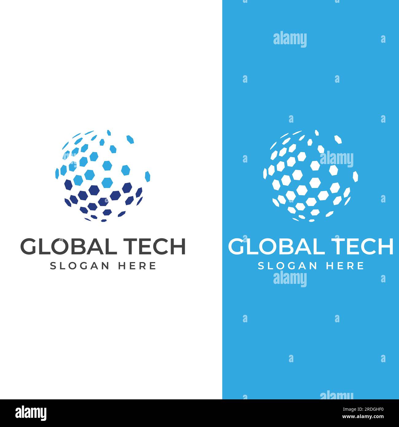 Logo of modern digital tech world, global or tech planet, and digital ...