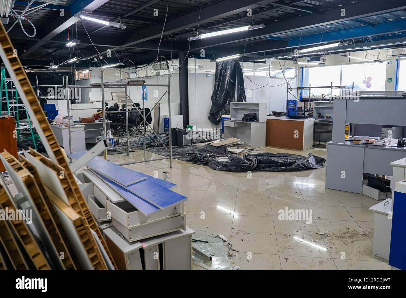 Office remodeling, inside office demolished, Office interior, renovation for new cowering office. Stock Photo