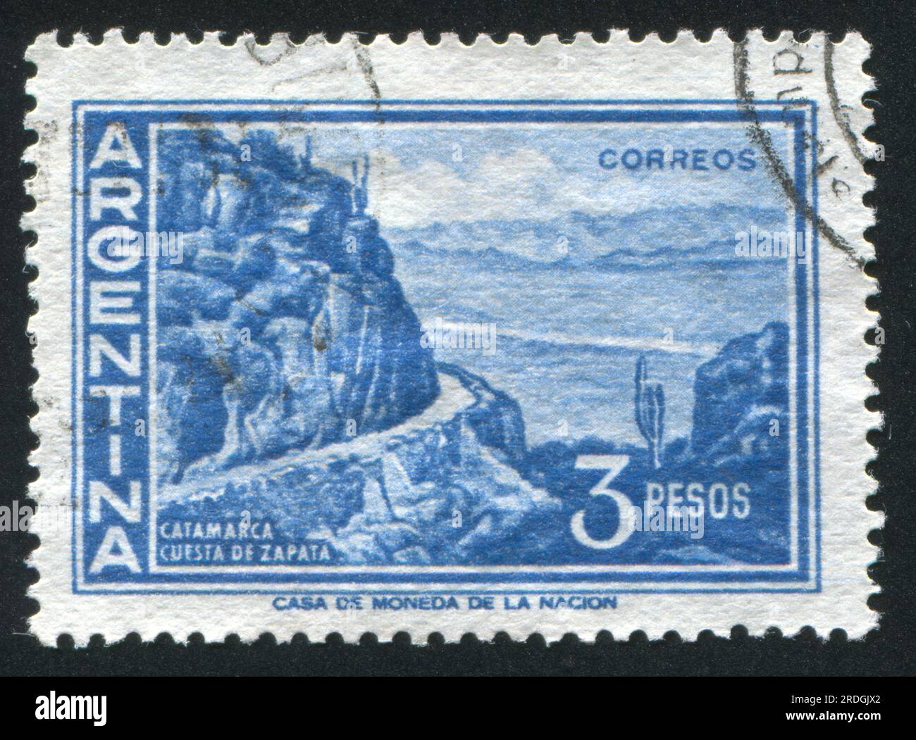 ARGENTINA - CIRCA 1959: stamp printed by Argentina, shows Zapata Slope Catamarca, circa 1959 Stock Photo