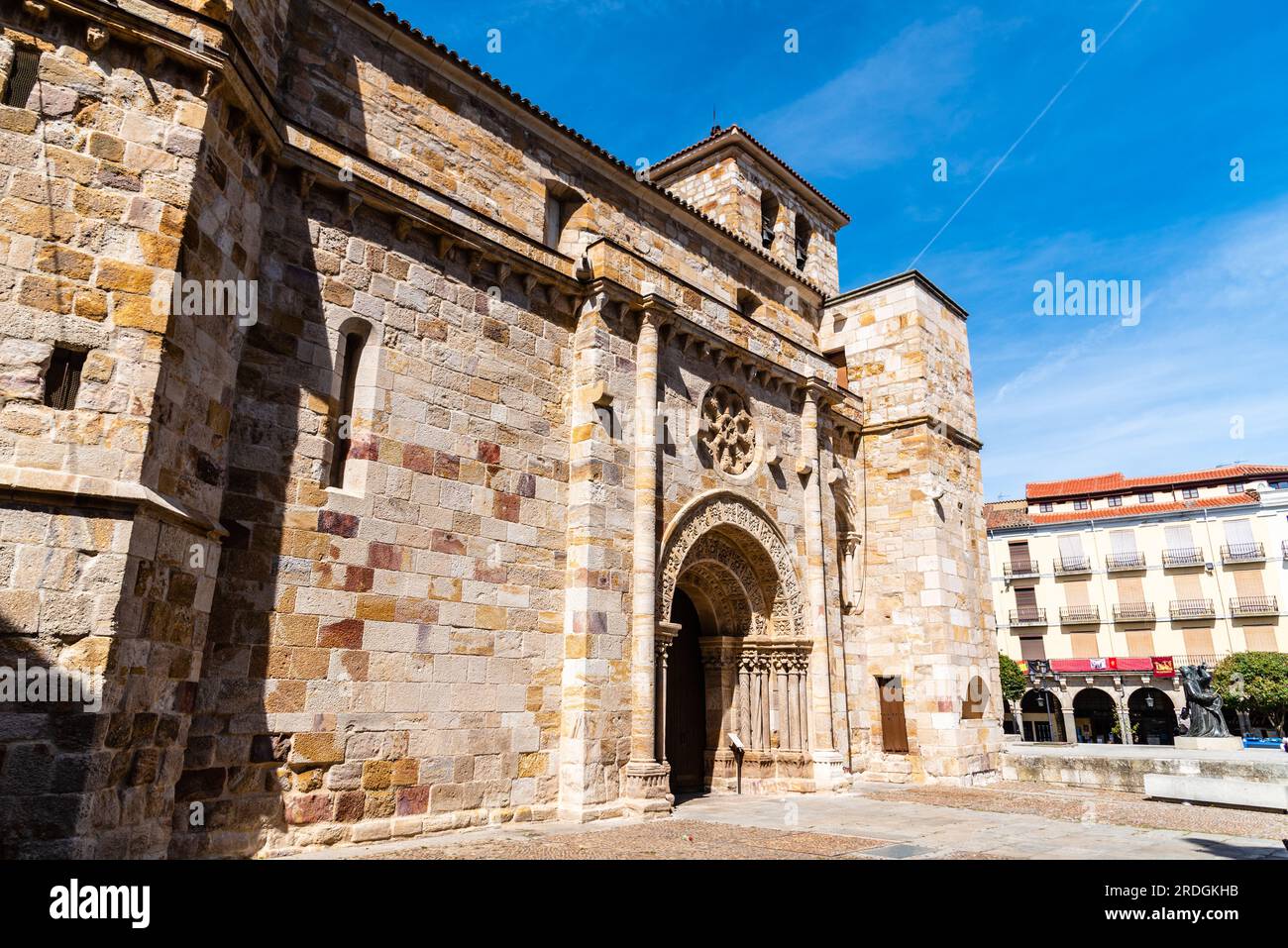 Zamora, Spain - April 7, 2023: Exterior view of the Church of San Juan de Puerta Nueva. Stock Photo