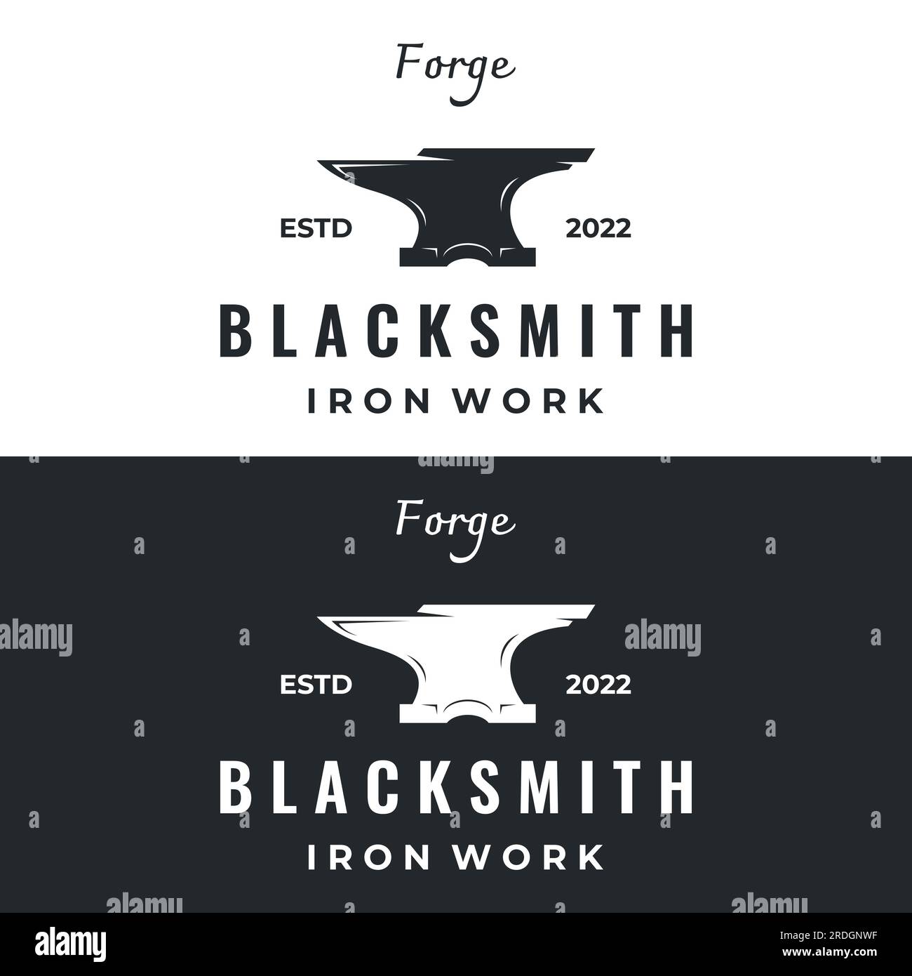 Antique blacksmith anvil work. With hammer and horseshoe isolated