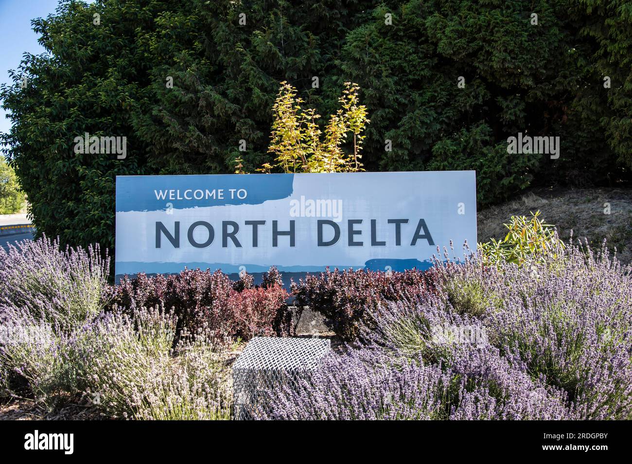 to North Delta sign in Delta, British Columbia, Canada Stock