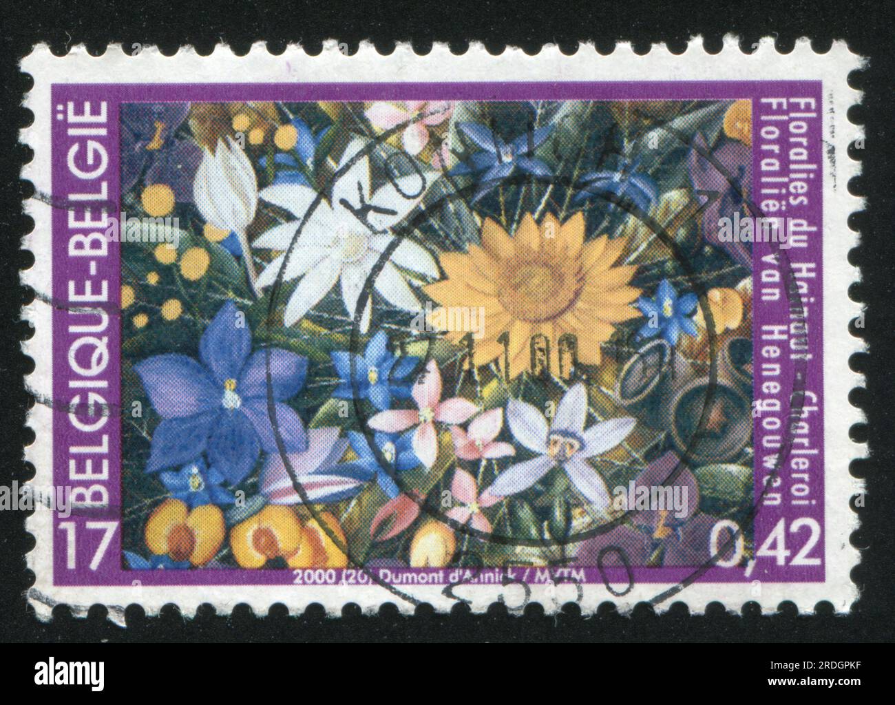 RUSSIA KALININGRAD, 19 OCTOBER 2015: stamp printed by Belgium, shows Hainault Flower Show, circa 2000 Stock Photo