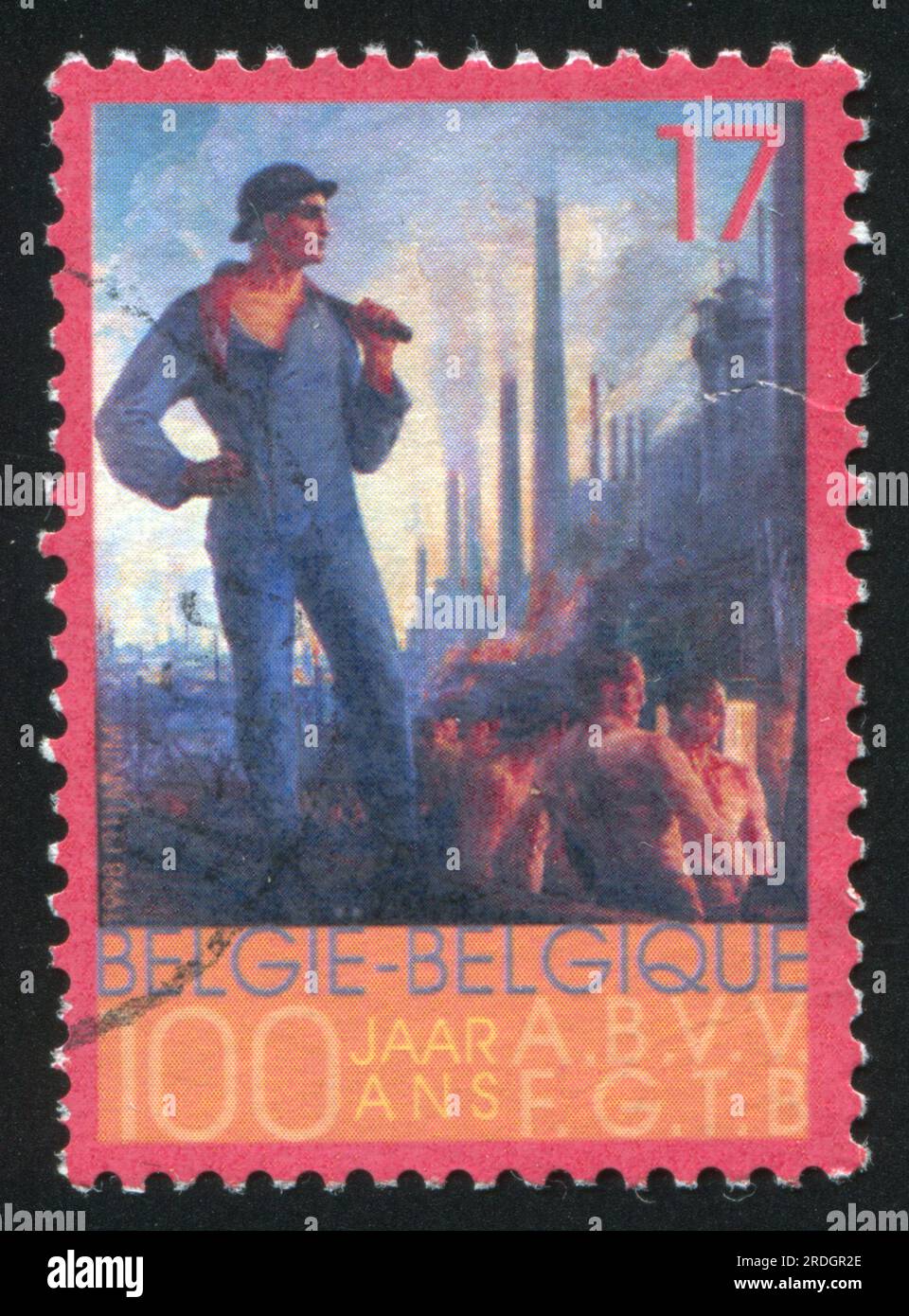 RUSSIA KALININGRAD, 26 OCTOBER 2015: stamp printed by Belgium, shows FGTB ABVV Trade Union, circa 1998 Stock Photo