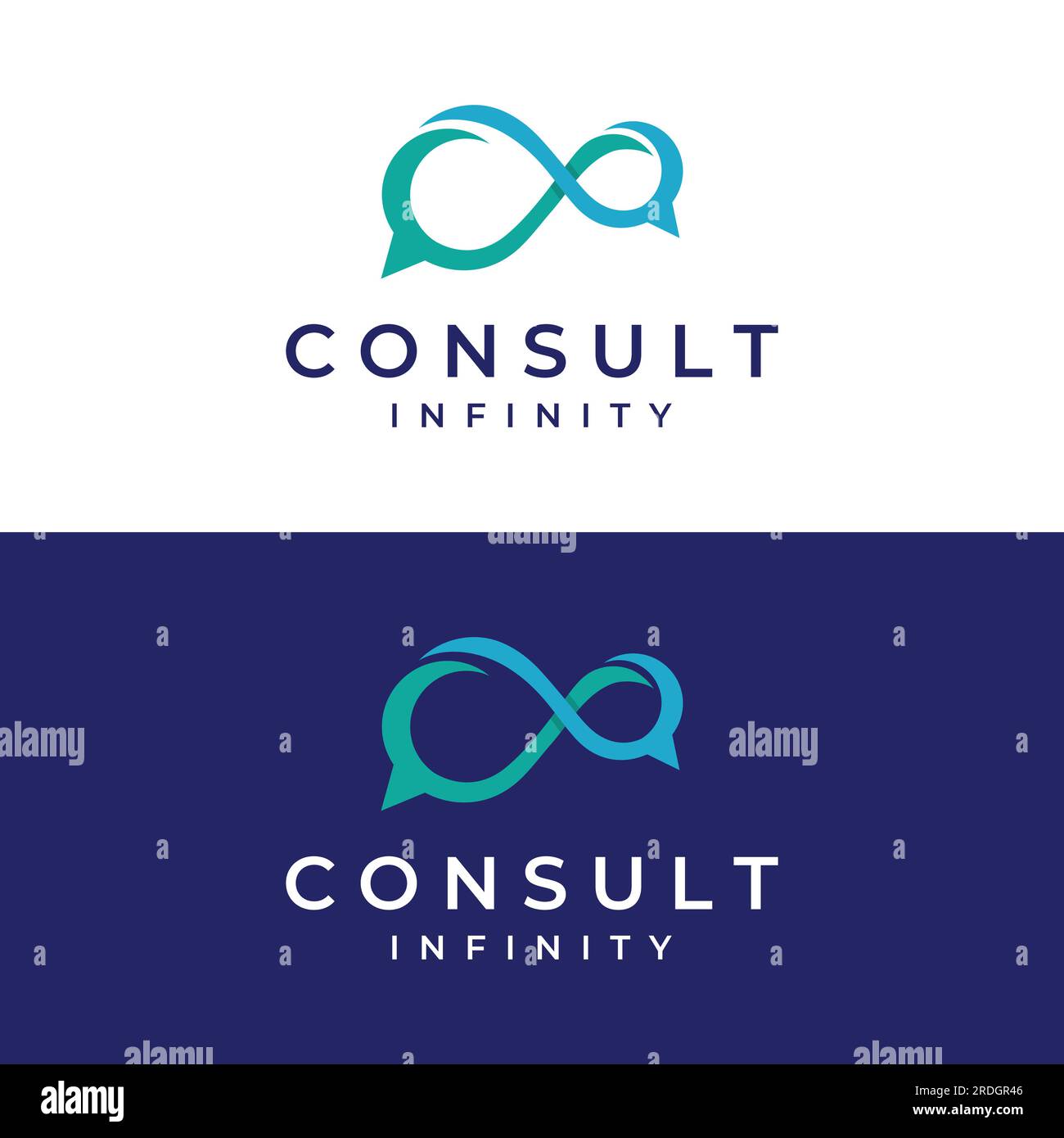 Consultation logo with bubble chat sign, infinity consultation, consultation with people. Stock Vector