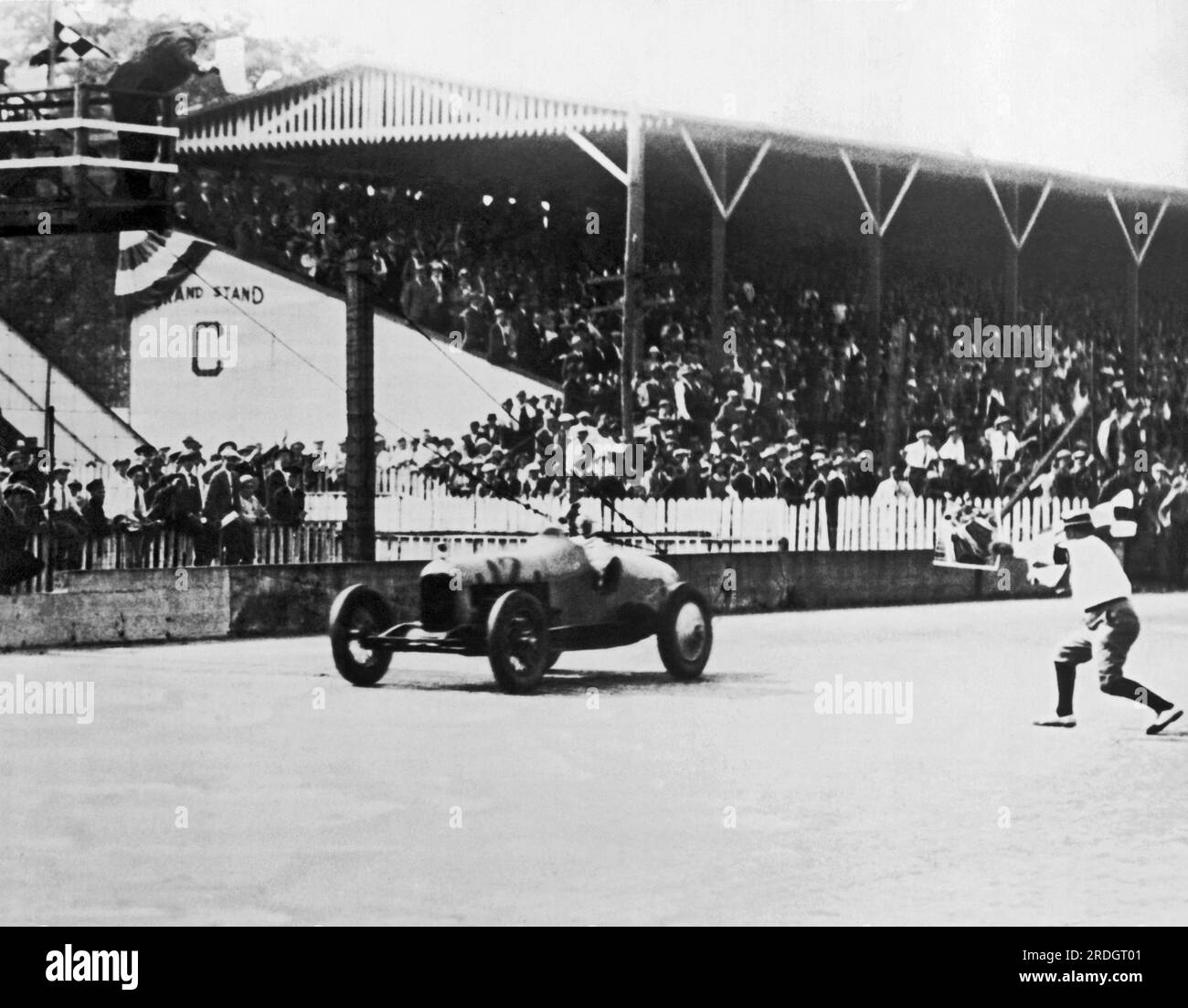 Indianapolis, Indiana:  June 1, 1925 Peter De Paolo was the victor in the indy 500 race this year with a record speed of 101.13 mph. He is the nephew of racecar driving champion Ralph De Palma. Stock Photo