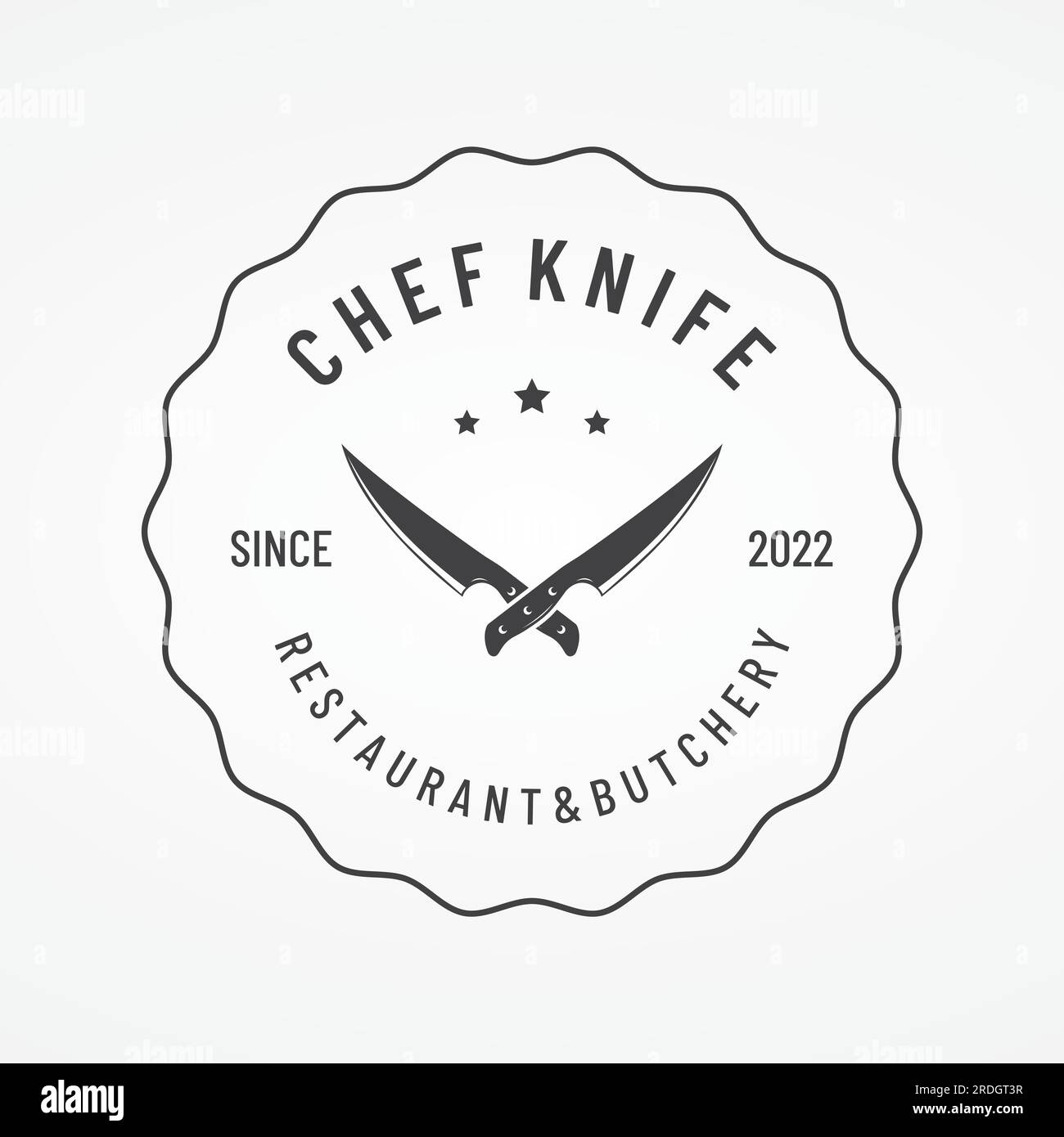 Chef knife logo template, vintage butcher knife.Logo for business