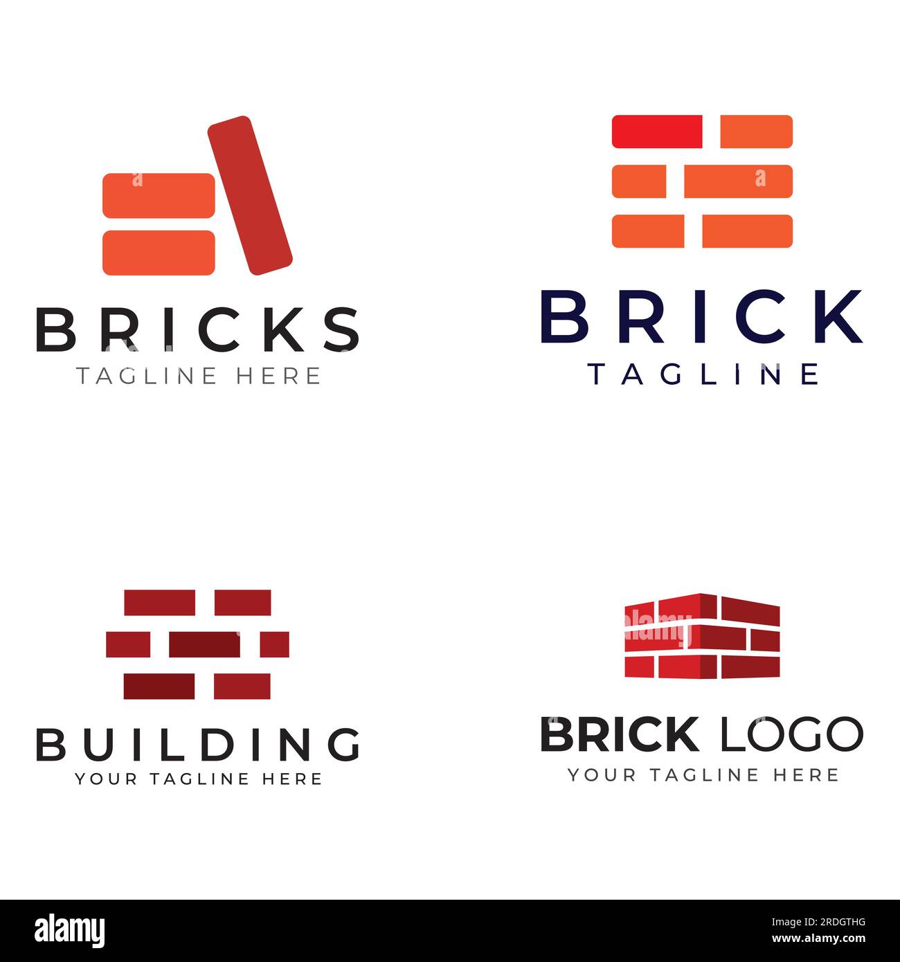 Brick company logo for building construction and wall repair Stock
