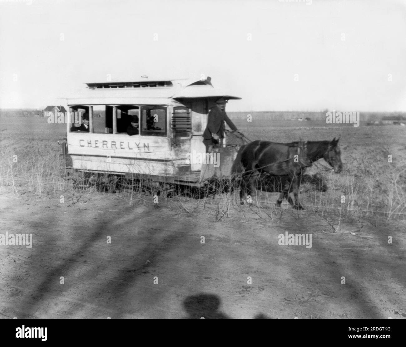 Denver, Colorado: c. 1890 The Cherrelyn horse car on a country road