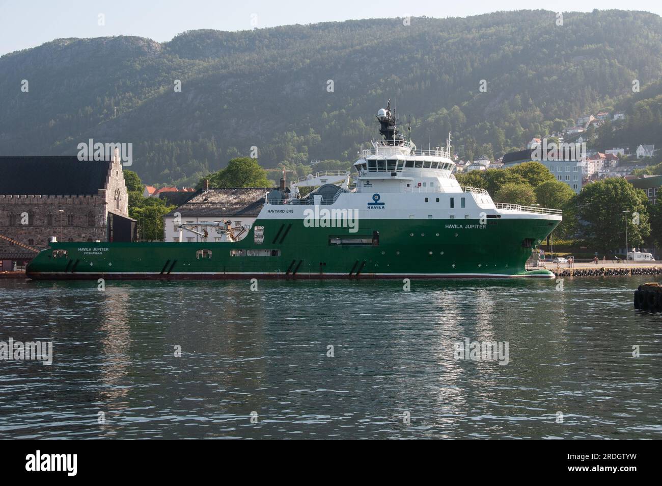 Around Bergen - Havila Jupiter, Offshore Tug/Supply Ship at berth Stock Photo