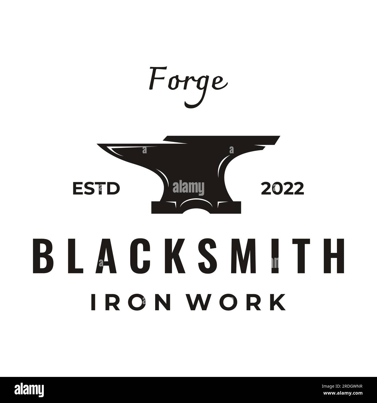 Antique blacksmith anvil work. With hammer and horseshoe isolated