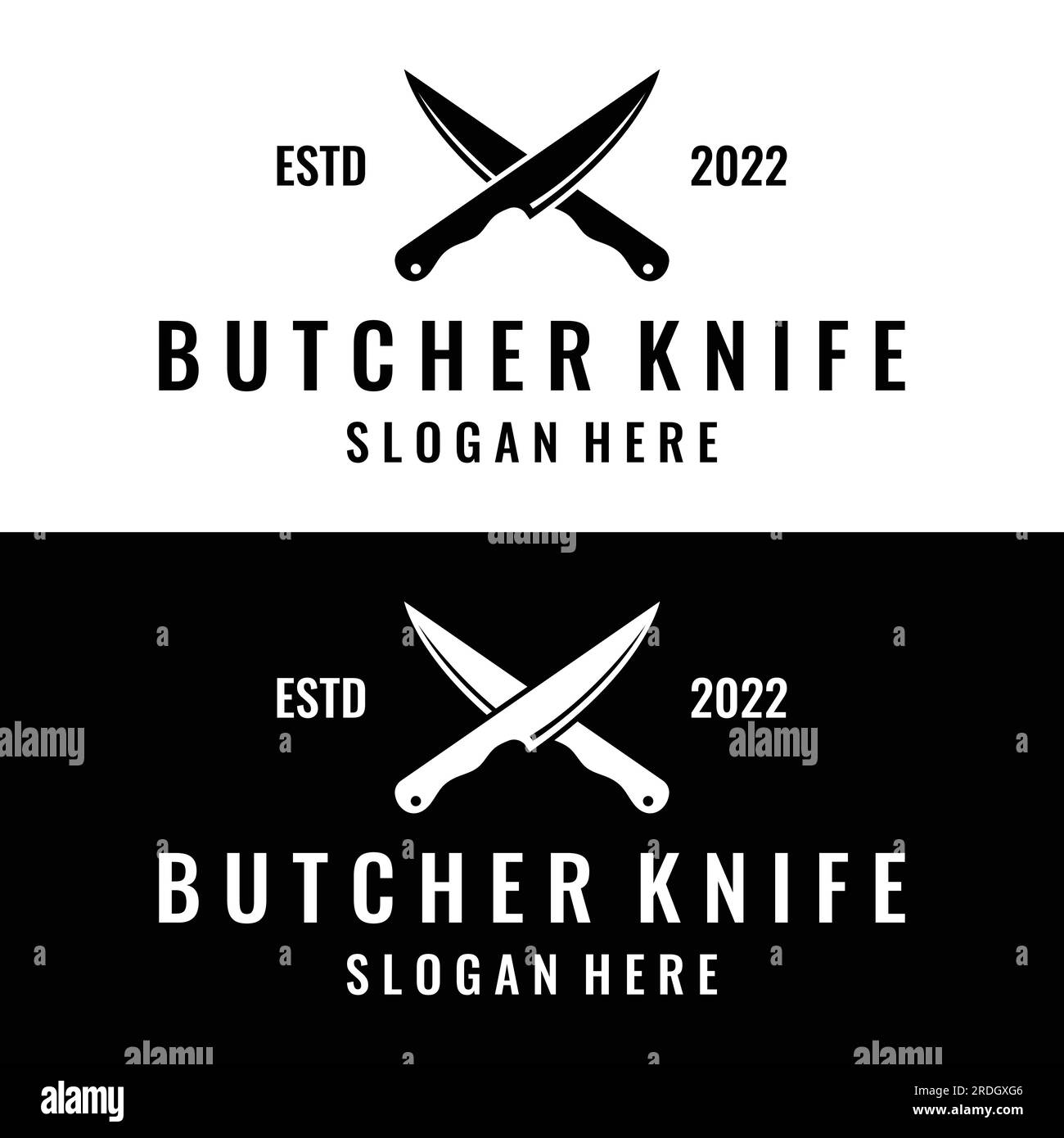 Chef knife logo template, vintage butcher knife.Logo for business, badge,restaurant,butcher shop