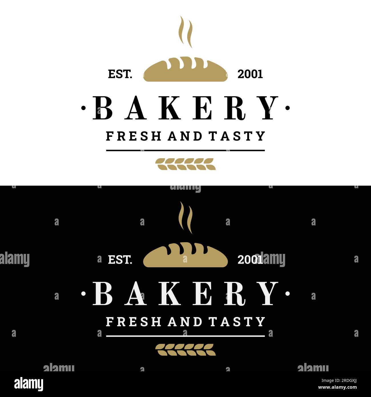 Retro wheat bread logo template. Badge for bakery, home made bakery, restaurant or cafe, patisserie, business. Stock Vector