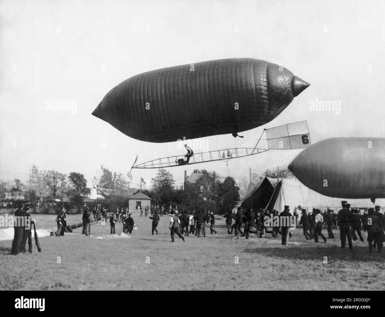 United States c. 1907 Lincoln Beachey piloting his Beachey Airship