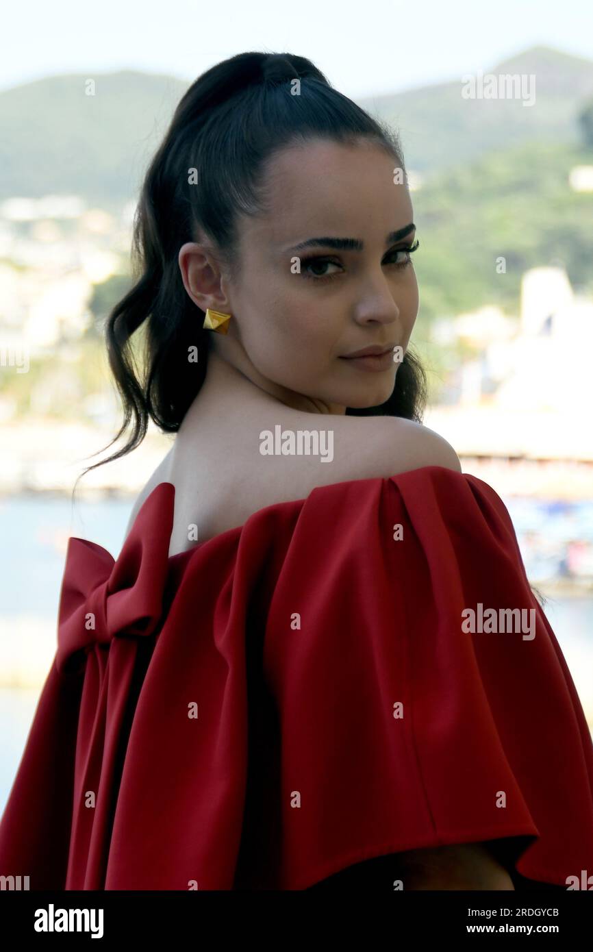 Ischia, Italy. 15h July, 2022.-Sofia Carson , attends the Ischia Global Fest 2023 at Ischia Global Film & Music Festival, Arriva  at Hotel The Queen I Stock Photo
