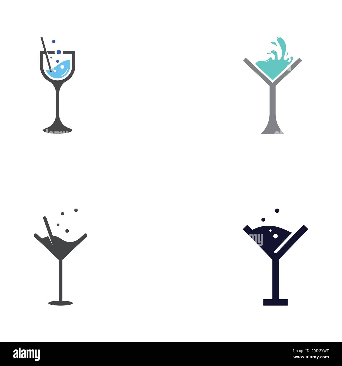 Alcohol cocktail logos, nightclub drinks.Logos for nightclubs, bars and more. Stock Vector