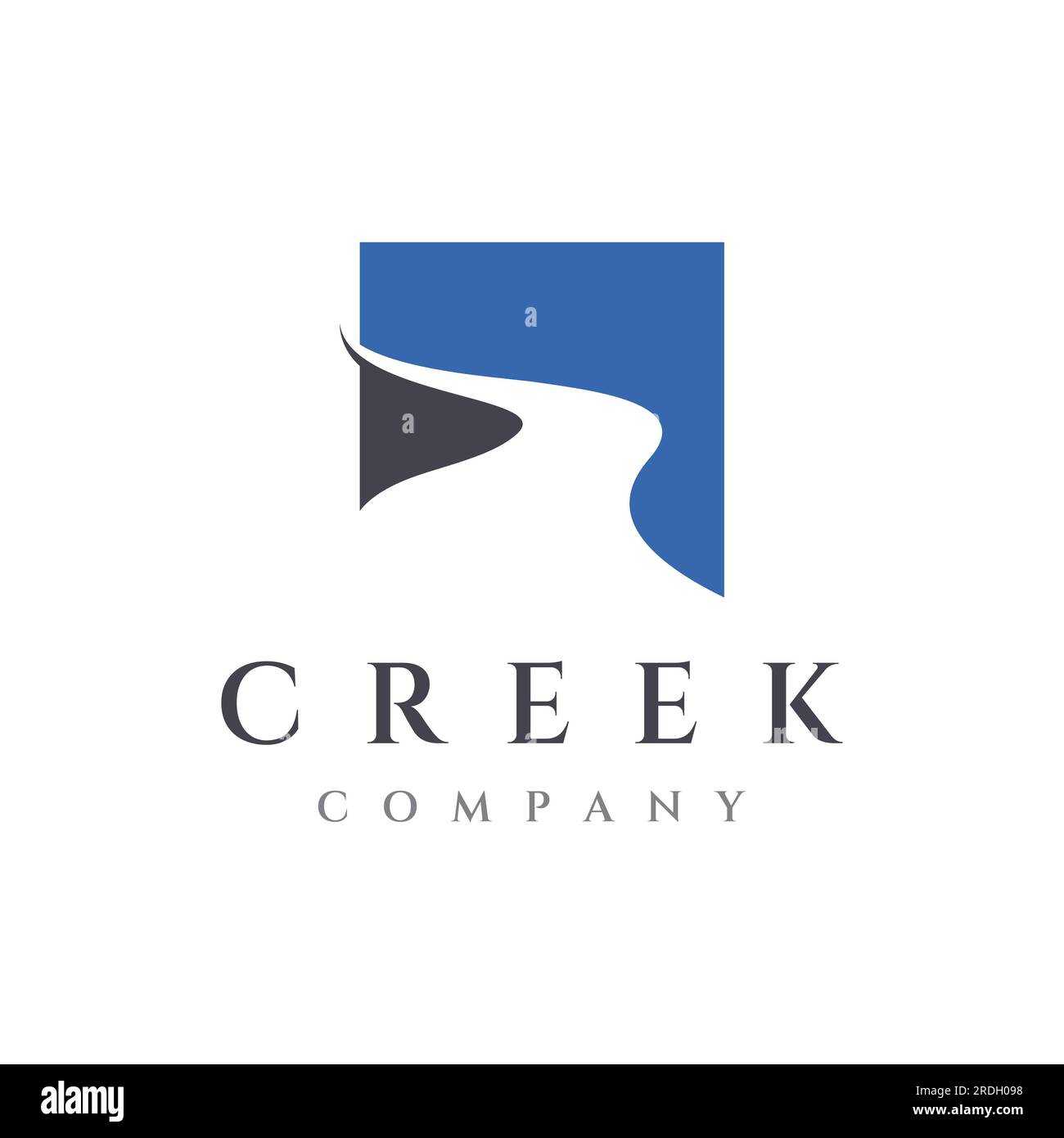 Logos of rivers, creeks, riverbanks and streams. River logo with