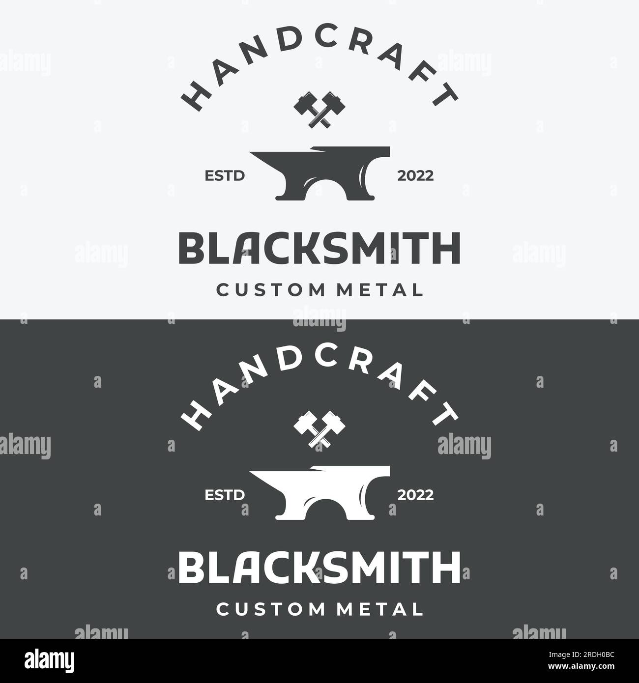 Antique blacksmith anvil work. With hammer and horseshoe isolated