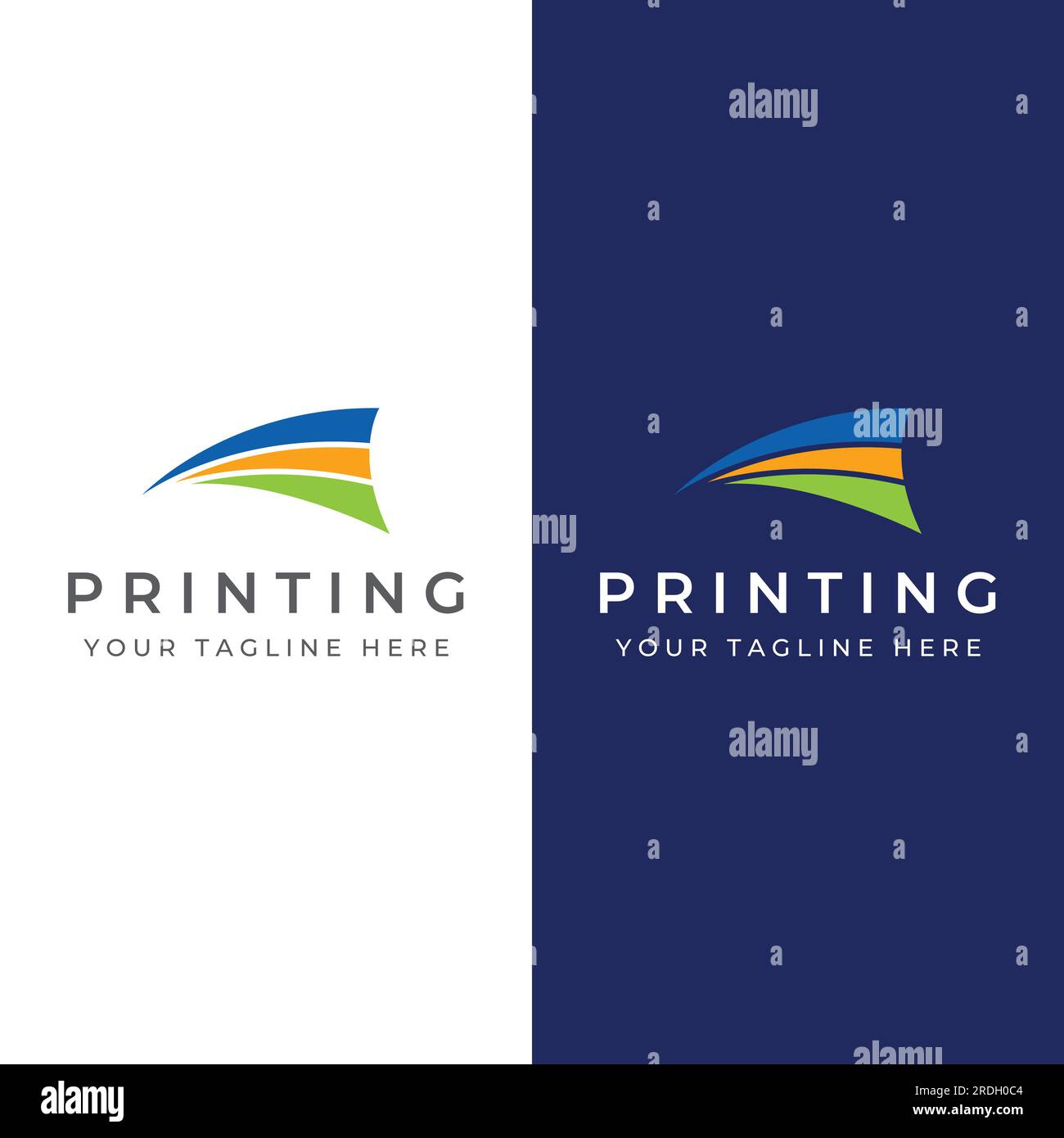 Abstract colorful logo digital printing, printing services, media, technology and the internet. Stock Vector