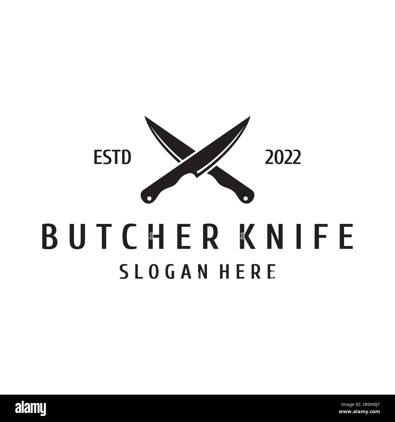 Chef knife logo template, vintage butcher knife.Logo for business