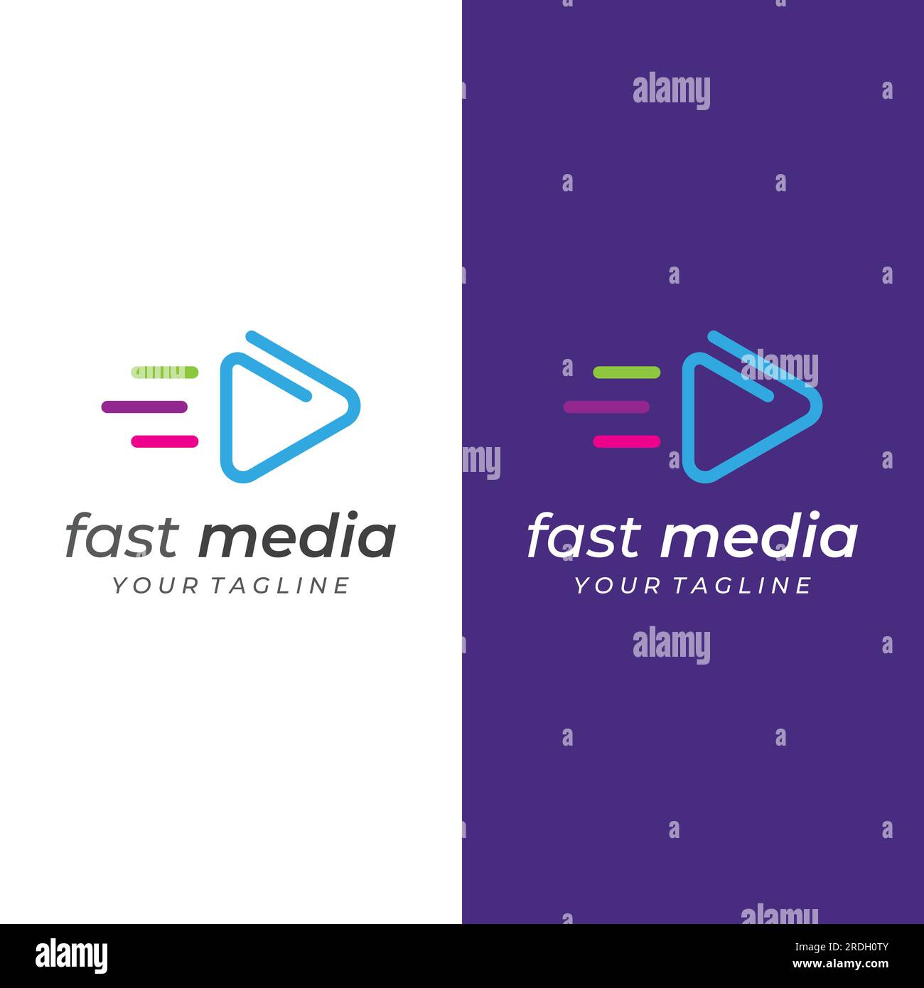 Media logo play button with modern triangle, with line shape, abstract ...
