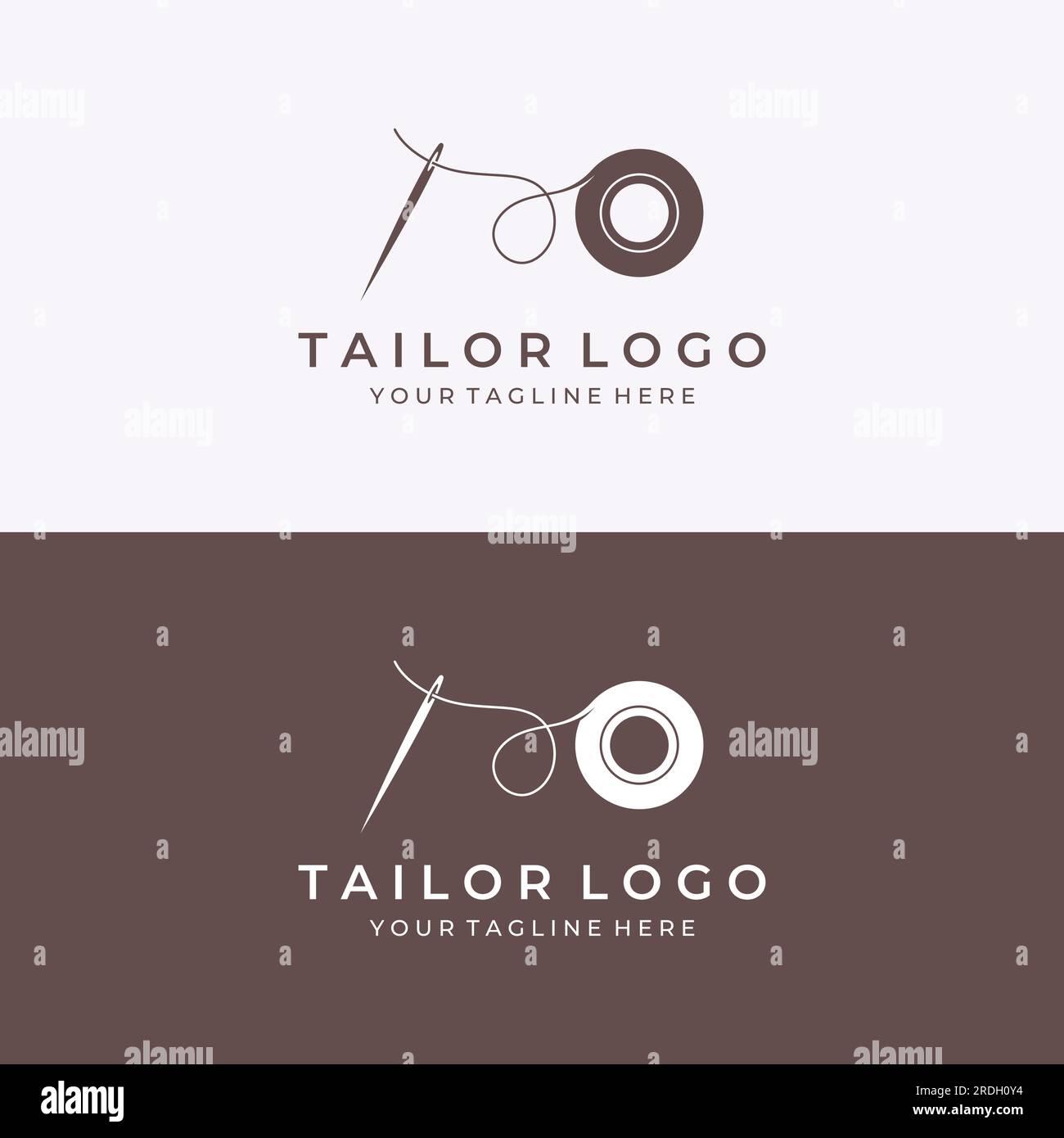 Tailor silhouette logo with needle, thread, benik and sewing machine ...