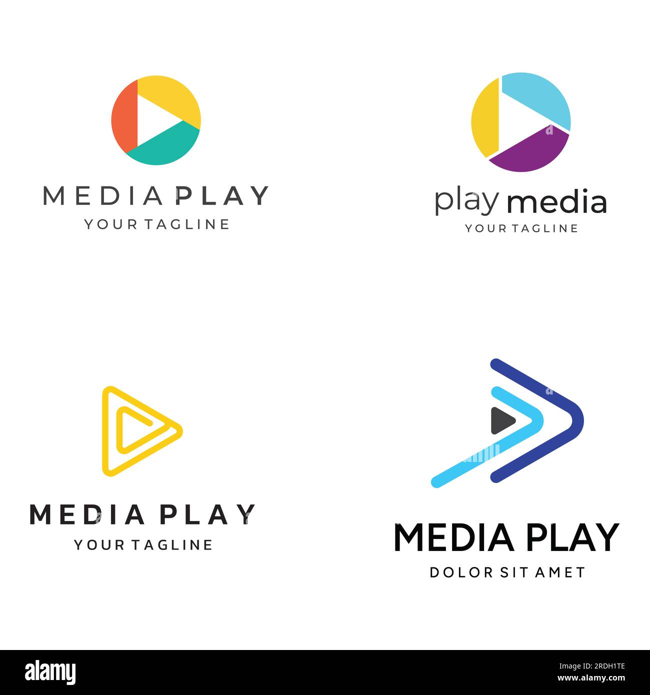 Media logo play button with modern triangle, with line shape, abstract ...