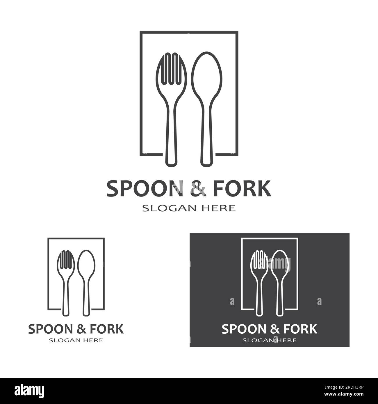 spoon,fork,and knife icon logo vector Stock Vector