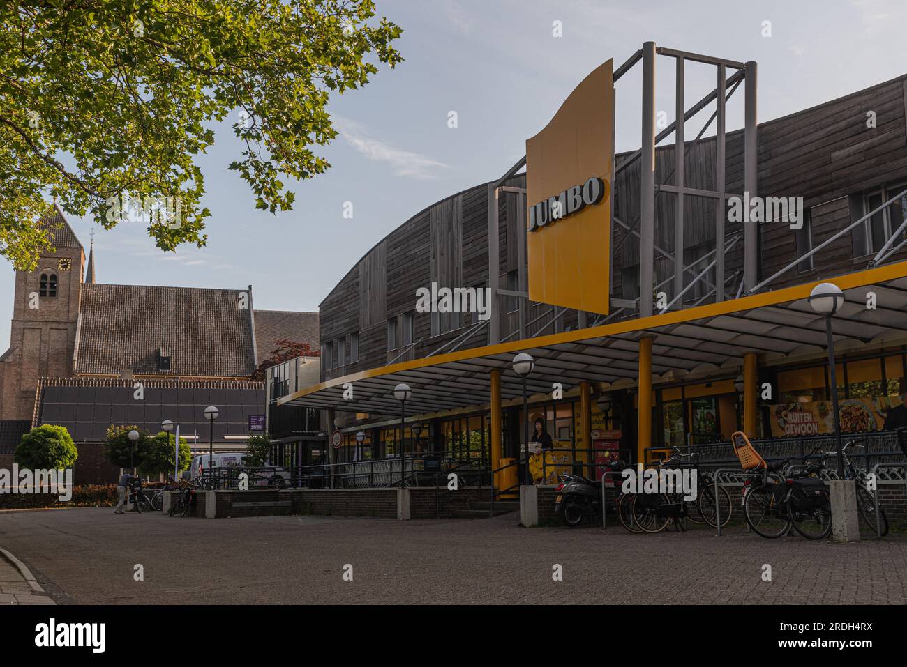Dutch supermarket Jumbo in Schoorl in North Holland. Above the