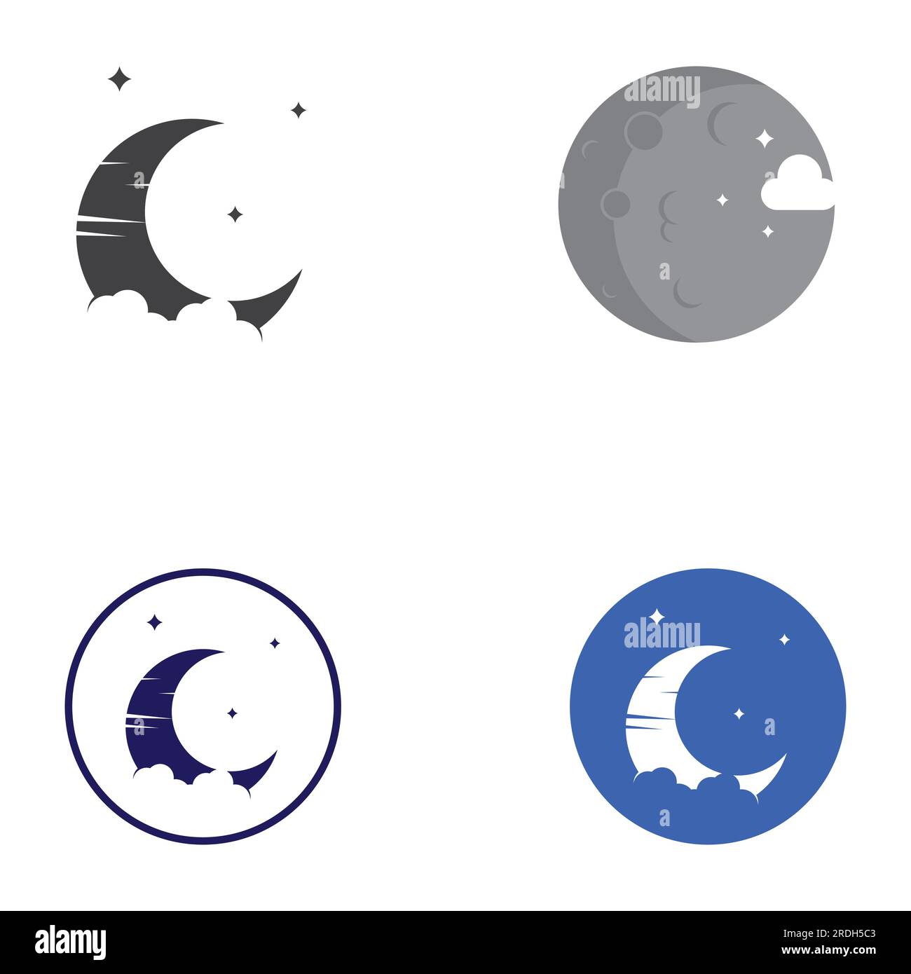 full moon and half moon logo, using logo vector icon concept design Stock Vector