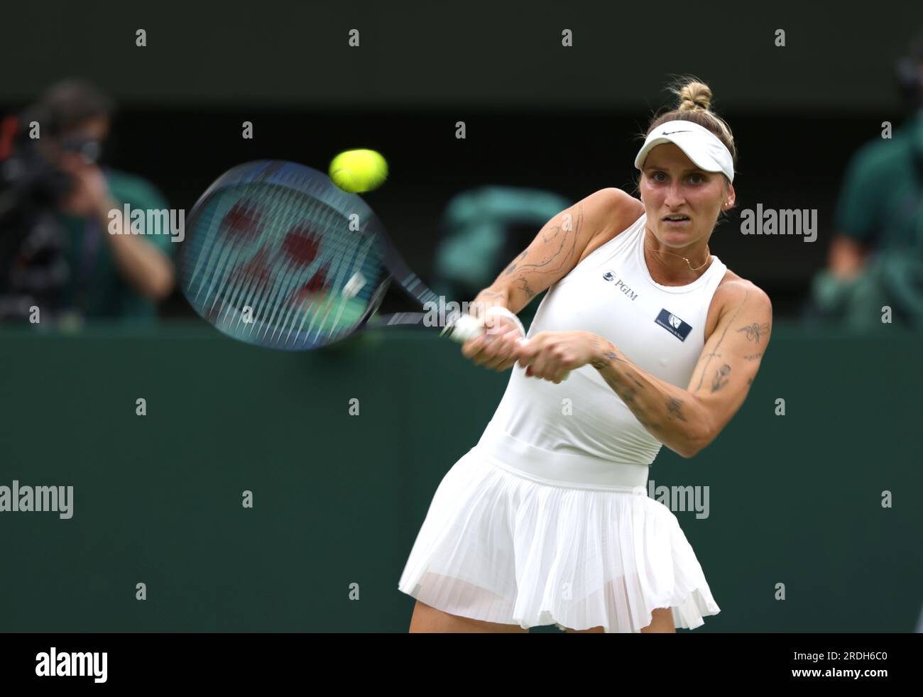 Marketa Vondrousova in action. Ons Jabeur versus Marketa Vondrousova in