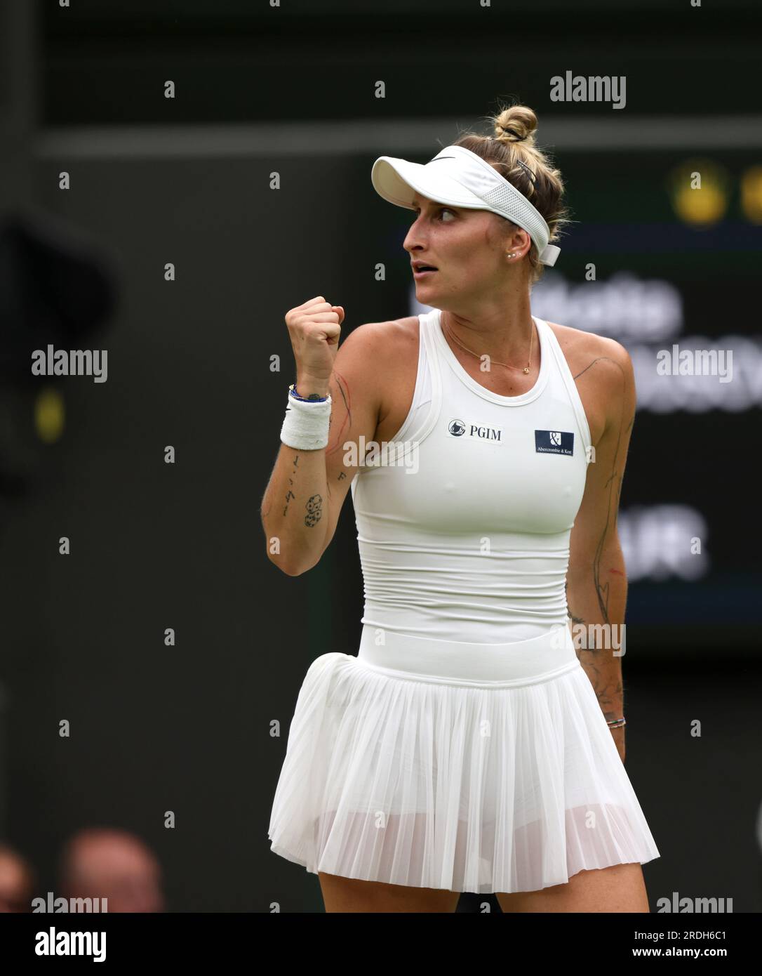 Marketa Vondrousova in action. Ons Jabeur versus Marketa Vondrousova in