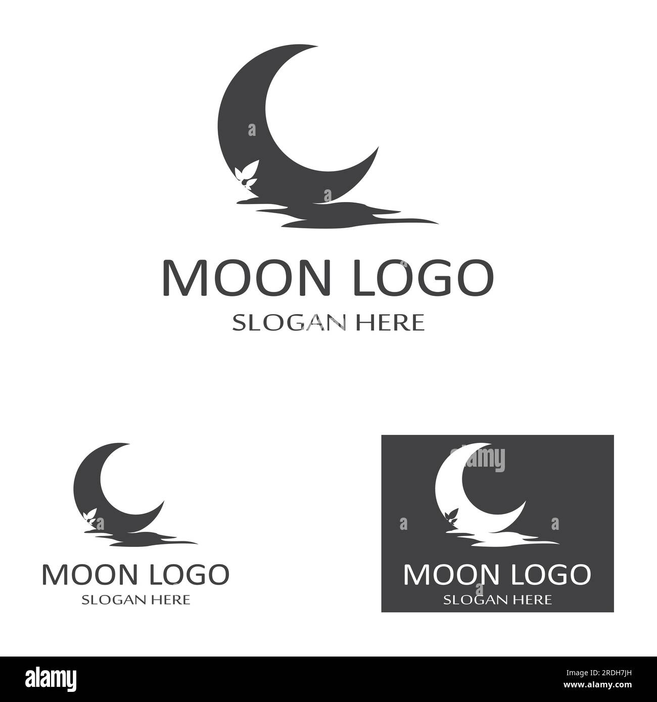 full moon and half moon logo, with logo vector icon concept design and ...