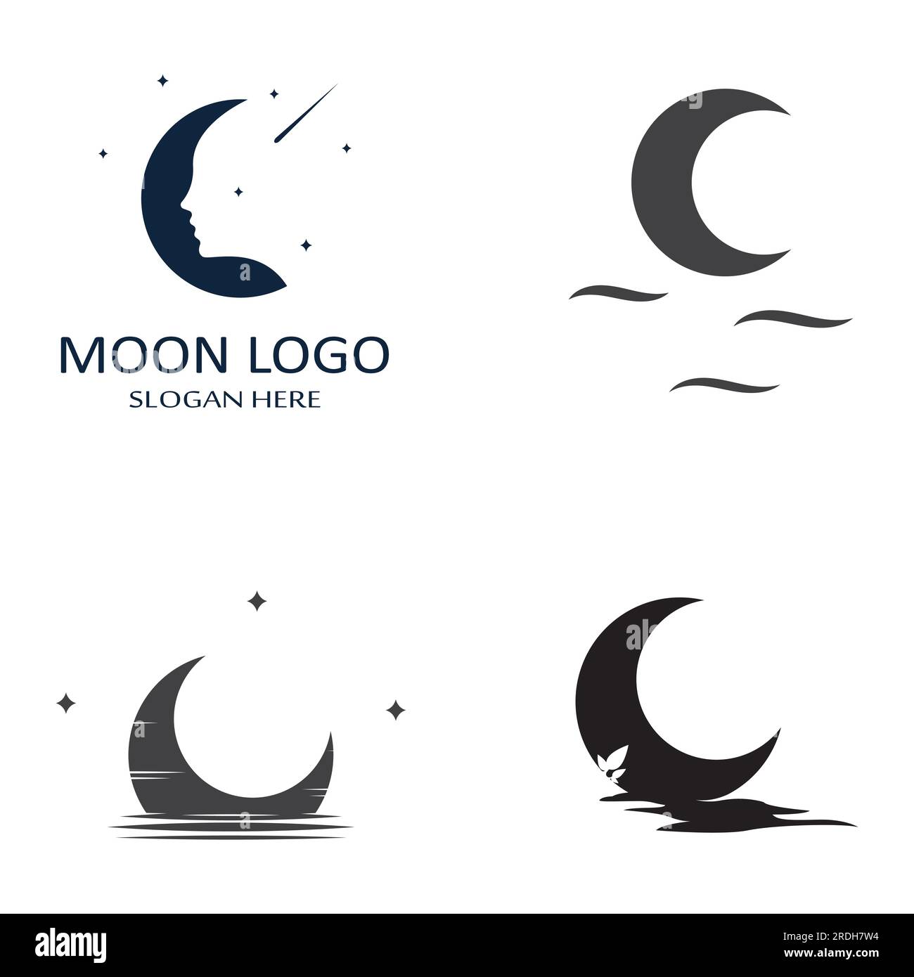 full moon and half moon logo, with logo vector icon concept design and