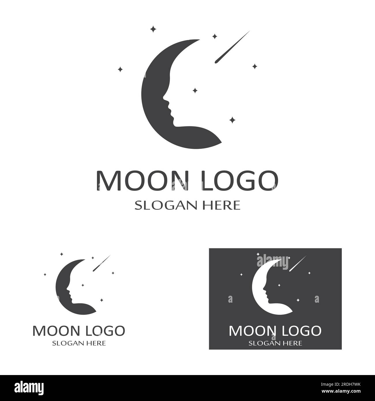 full moon and half moon logo, with logo vector icon concept design and ...