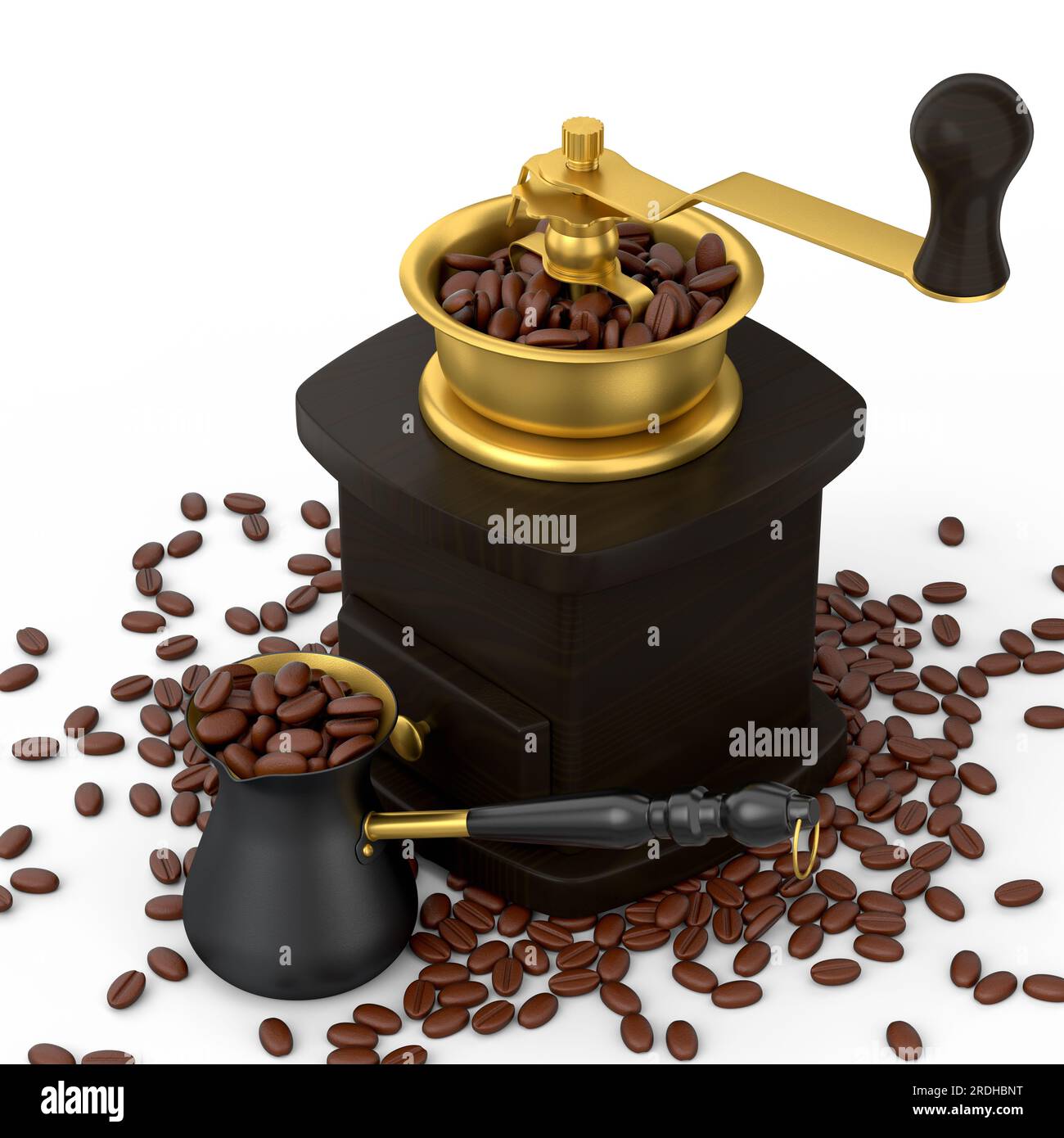 https://c8.alamy.com/comp/2RDHBNT/manual-wooden-coffee-grinder-and-turkish-cezve-coffee-maker-in-sand-with-coffee-beans-on-white-background-3d-render-concept-of-coffee-production-or-m-2RDHBNT.jpg