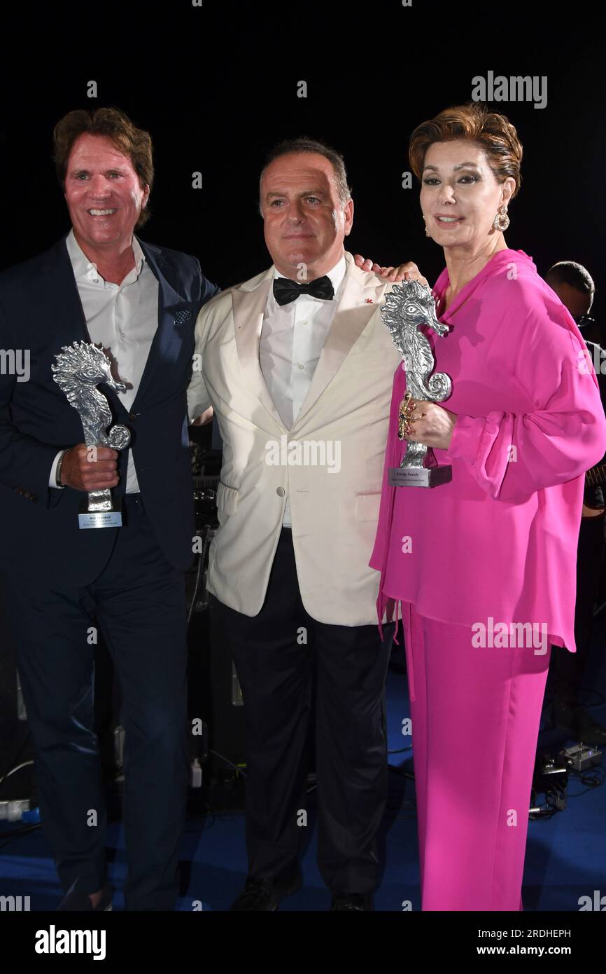 Ischia Global Fest 2023  Day7  Ischia, Italy. 15th July, 2023. Gala Dinner   Edwige Fenech ,Robert Marshall -  attends the Ischia Global Fest 2023 on Stock Photo