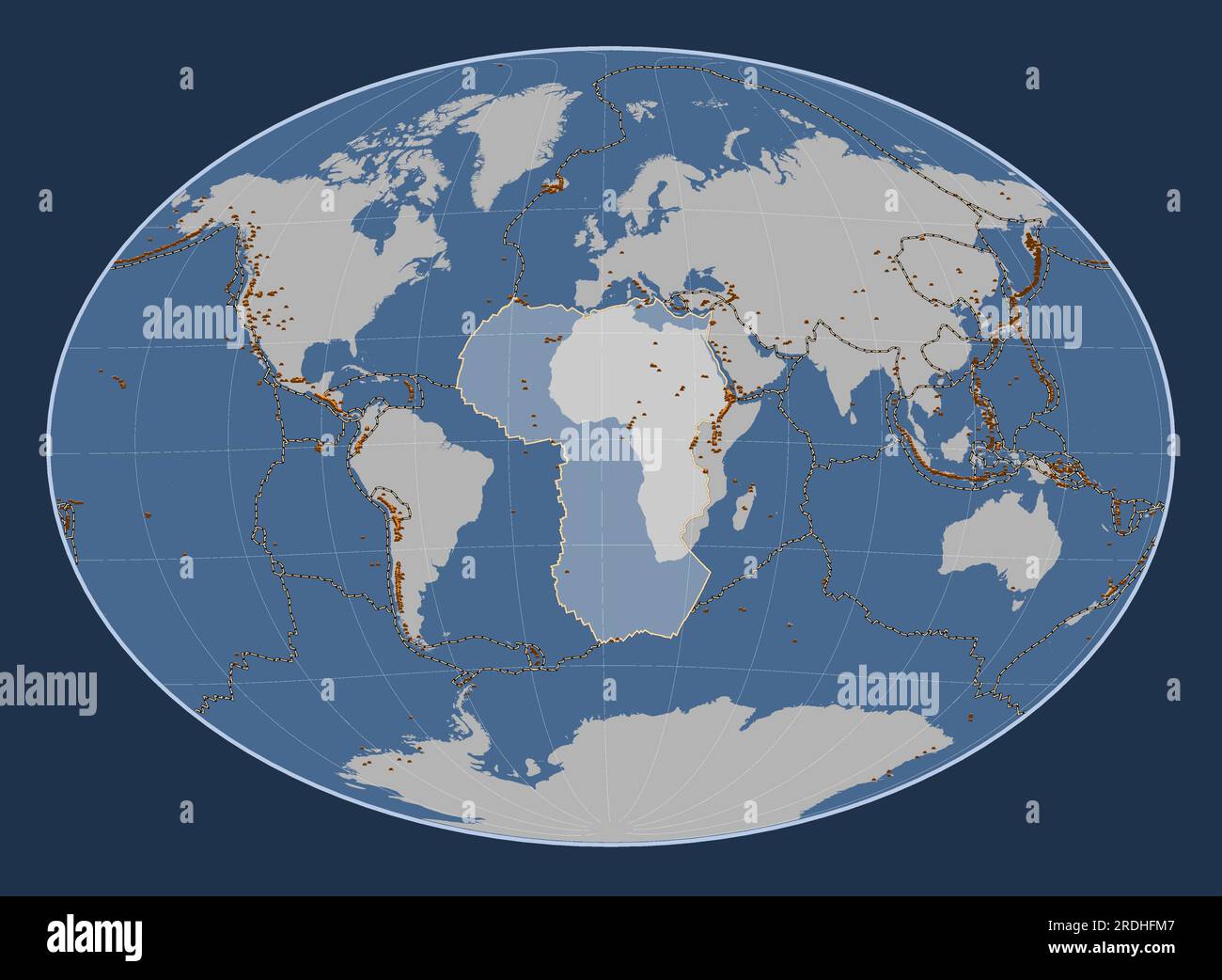 African tectonic plate on the solid contour map in the Fahey Oblique ...