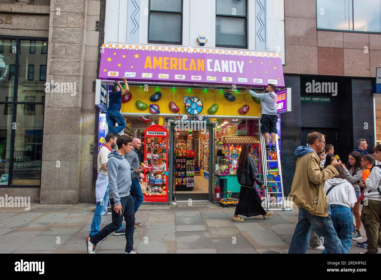 London, UK. 21st July, 2023. American candy store opens in The Strand in London's West End. This i s the first on this major road. Controversy continues over similar shops opening in Oxford street with allegations of illegal activities such as counterfeit goods, money laundering and unpaid business rates. Credit: JOHNNY ARMSTEAD/Alamy Live News Stock Photo