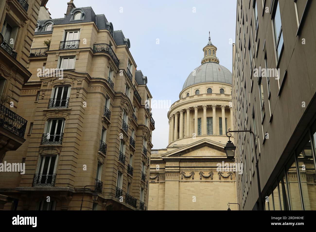 Pantheon between houses - Paris, France Stock Photo